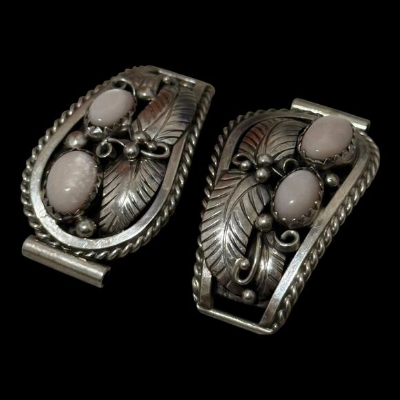 Vintage Native Unsigned MOP Sterling Watch Tips - Picture 1 of 4